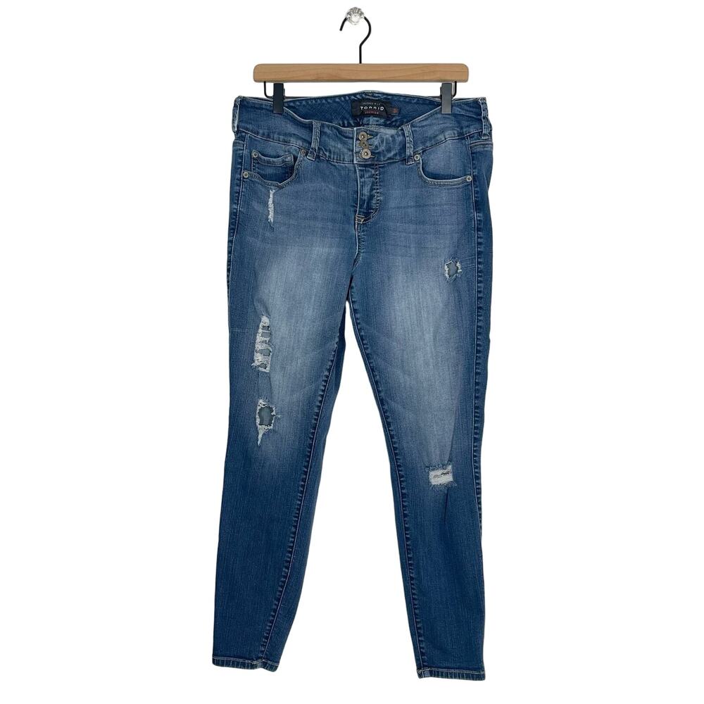 Torrid Premium Skinny Jegging Women's Plus Sz 16R Blue Denim Mid Rise Distressed